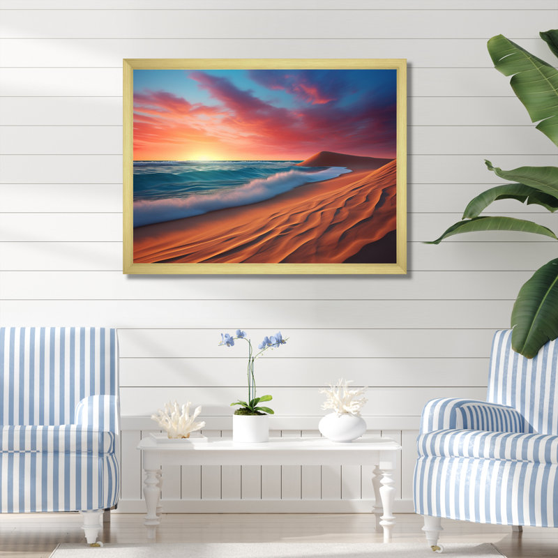 "Coastal Minimalisme" Photo encadrée sur toile, H 24 po x l 32 po x P 1 po, Encadrement doré