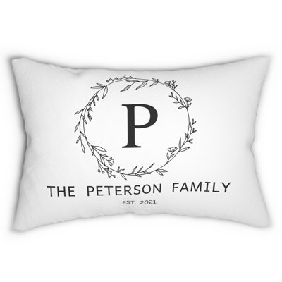 Personalized Family Name Pillow | Custom Wreath  Monogram Cushion