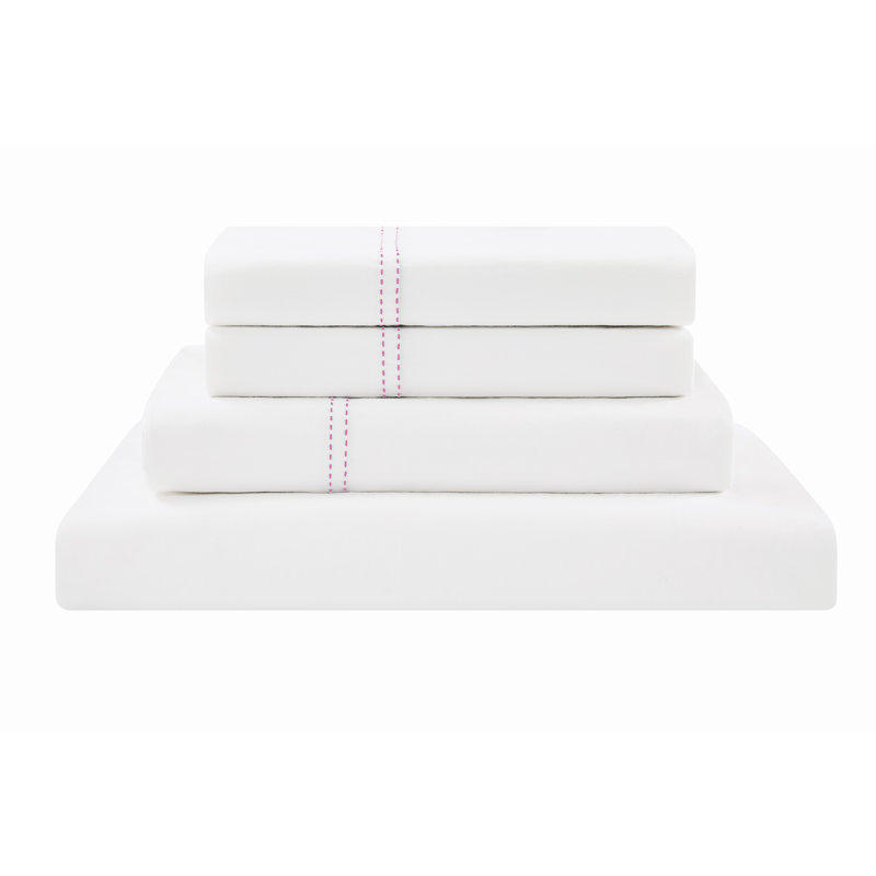 Ensemble de draps en percale 100% coton Scout, Ensemble de draps pour lit double avec deux taies , Limonade rose