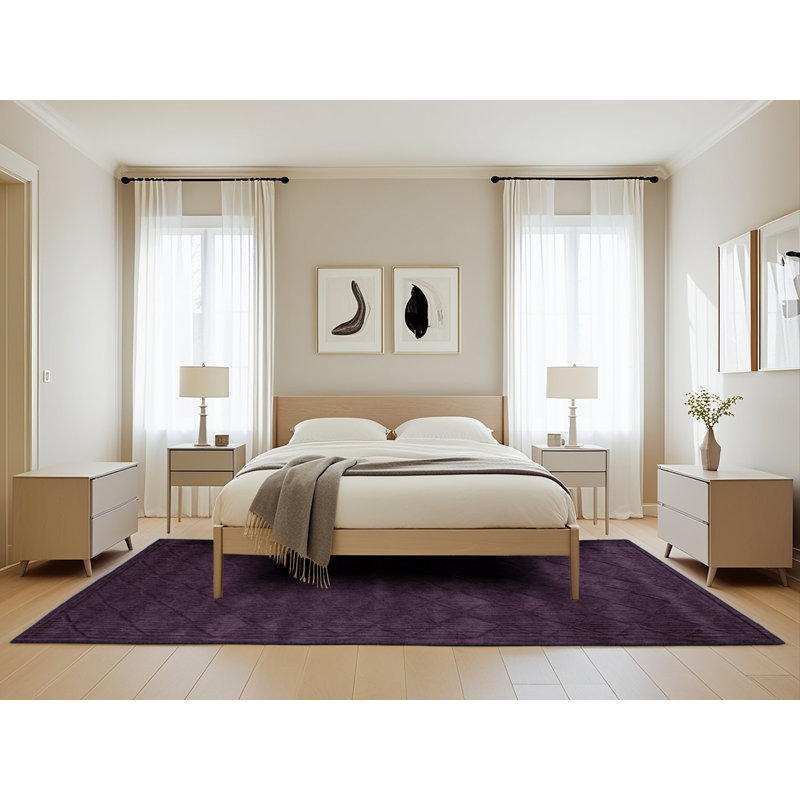 Machine Washable Trellis Purple Area Rug, Rectangle 5' x 8'