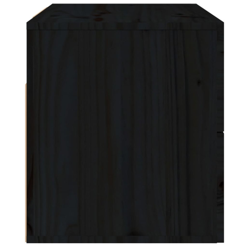 Kareema 50cm W Solid Wood Bedside Table, Black