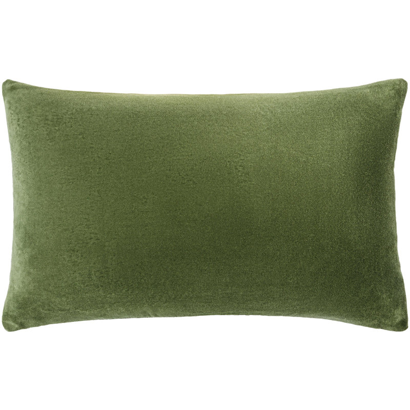 Green Cotton Rectangular Lumbar Throw Pillow