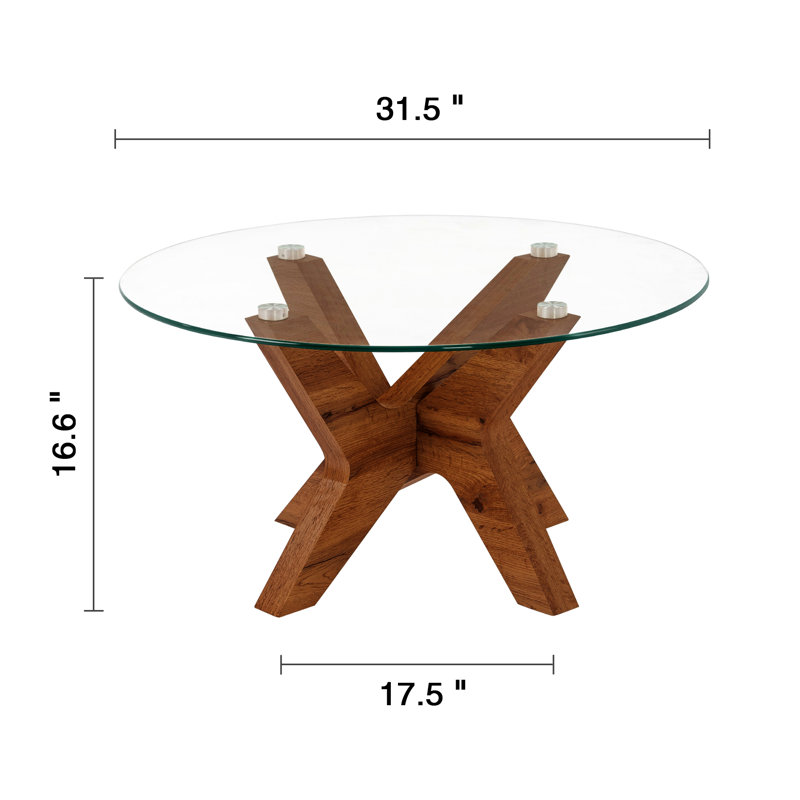 80cm Glass Top Console Table, Brown