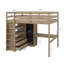 Lit mezzanine double en bois avec garde-robe, bureau, tablettes de rangement et tiroirs-1666404971