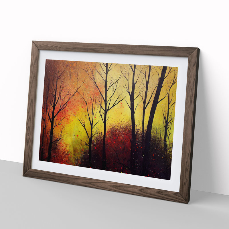 Autumn Forest Splatter Vol.3 - Single Picture Frame Print, 25cm H x 34cm W, Brown