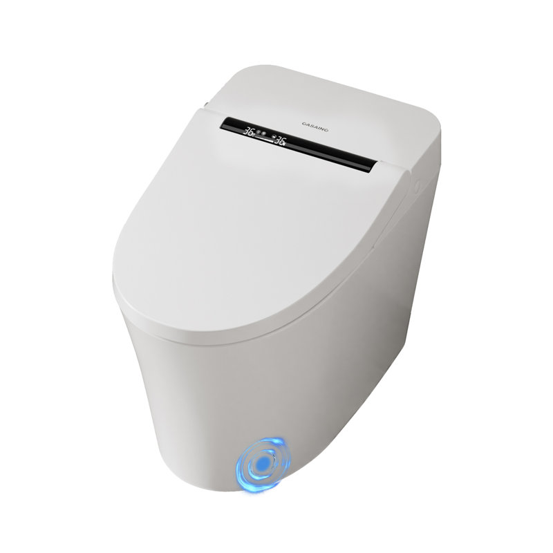 Toilette intelligente à double chasse BirchLn avec affichage numérique, chasse automatique / à coup de pied, ouverture et fermeture automatiques, siège chauffant, veilleuse