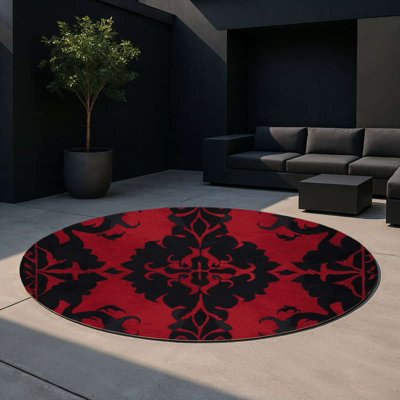 Ancient Bloom Indoor And Outdoor Area Rug, Round 5'