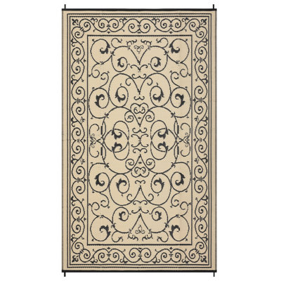 Reversible Outdoor Area Rug – Waterproof & UV Resistant Plastic Carpet – Modern Gray Design – Easy to Clean – 9x18ft