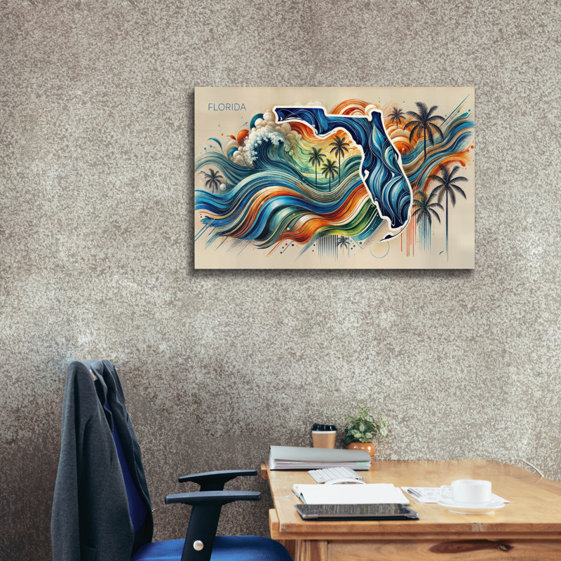  «Florida Abstract» par Rey Klimt, art mural sur toile, 40 po x 26 po, H 26 po x l 40 po x P 1,5 po