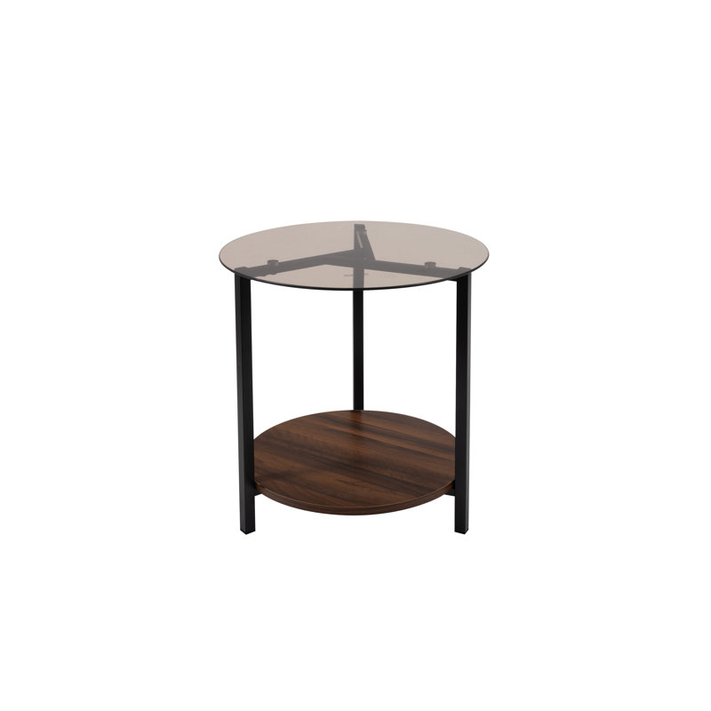 Aleysa Floor Shelf Coffee Table with Glass Top and with Storage