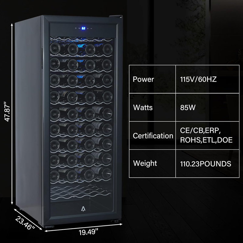80-Bottl Freestand Wine Cooler With Intelligent Temperature Control And Circulating Air-Cooling