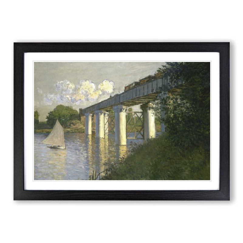 Railroad Bridge, Argenteuil by Claude Monet - Picture Frame Painting, Black Framed, 27cm H x 36cm W x 2cm D