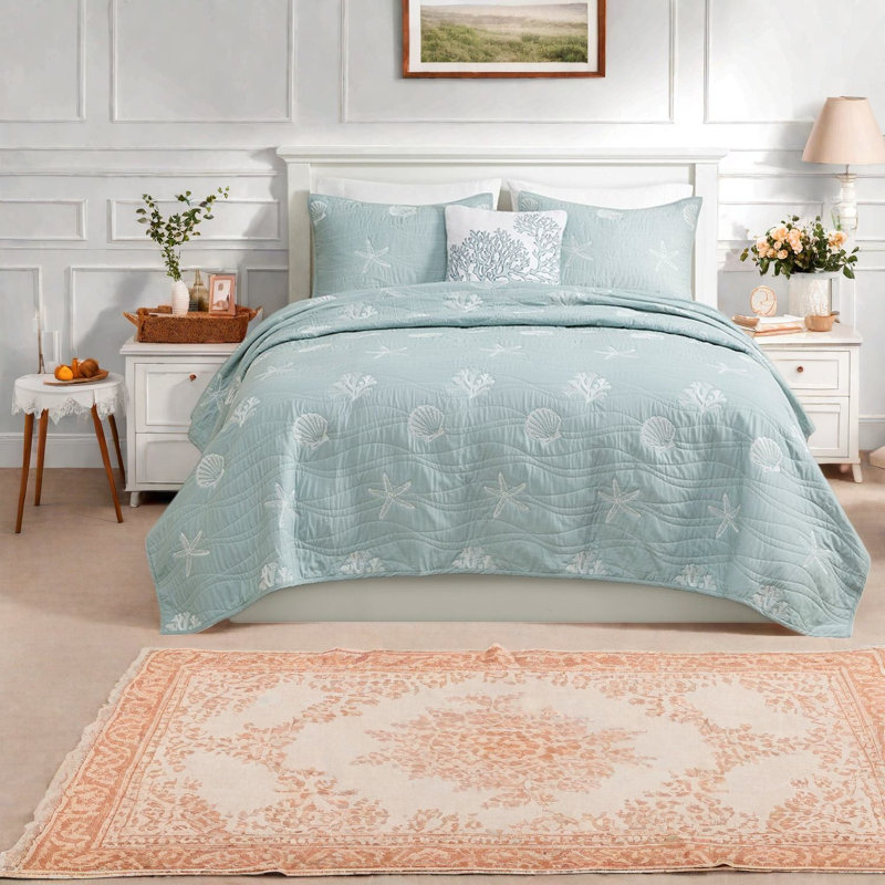 Courtepointe très grand en coton Coastal Ensembles de literie, style brodé pour la maison