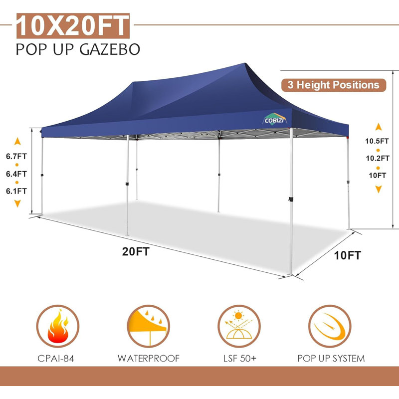 10x20 Pop Up Canopy with 6 Sidewalls, Conical Canopy Tent 10×20 with 3 Adjustable Height Waterproof, UV-Resistant with Carry Bag, Stakes, Ropes for Parties, Commercial, Grey(Frame Upgraded)