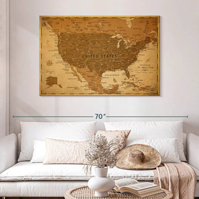 Carte des États-Unis personnalisée avec punaise antique