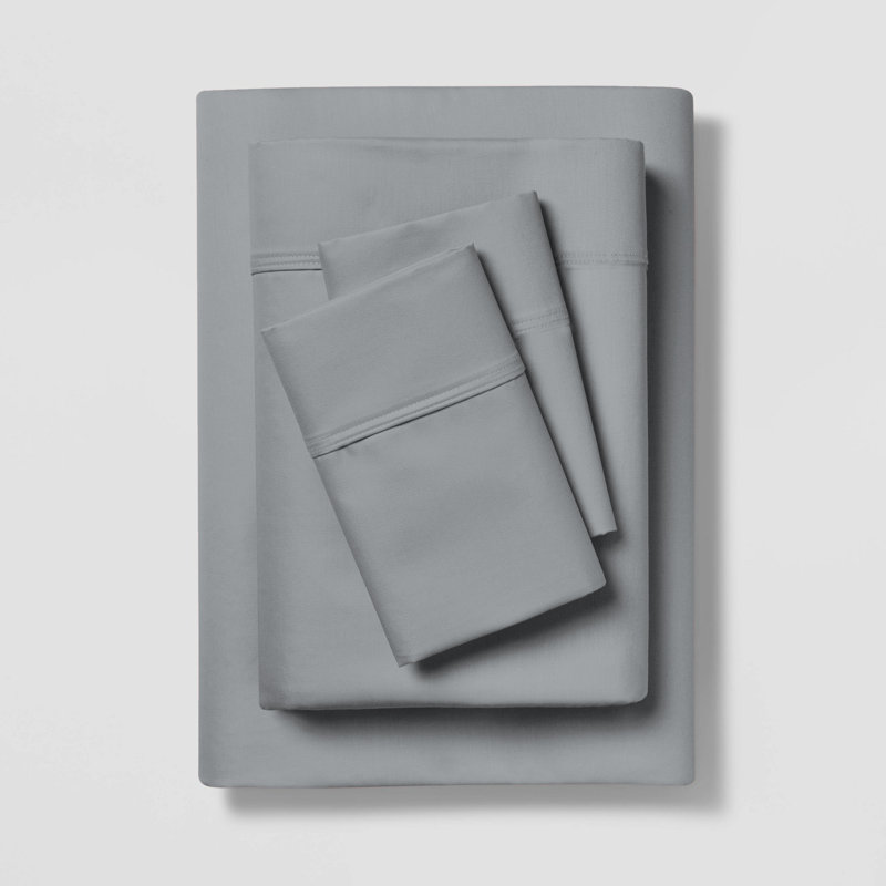 Twin Light Gray Cotton Percale Sheet Set