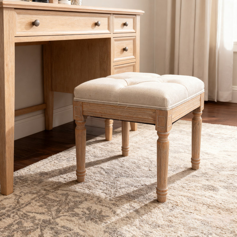 Banc carré avec repose-pieds rustique