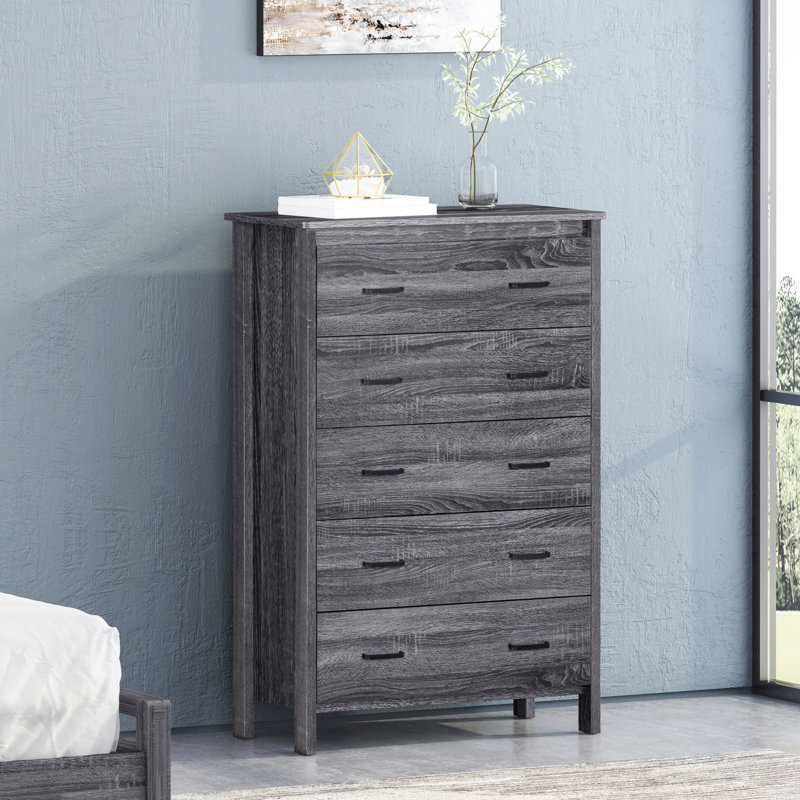 Commode 5 tiroirs Toolless, Gris foncé