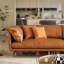 Ensemble de salon en cuir véritable orange 3 pièces