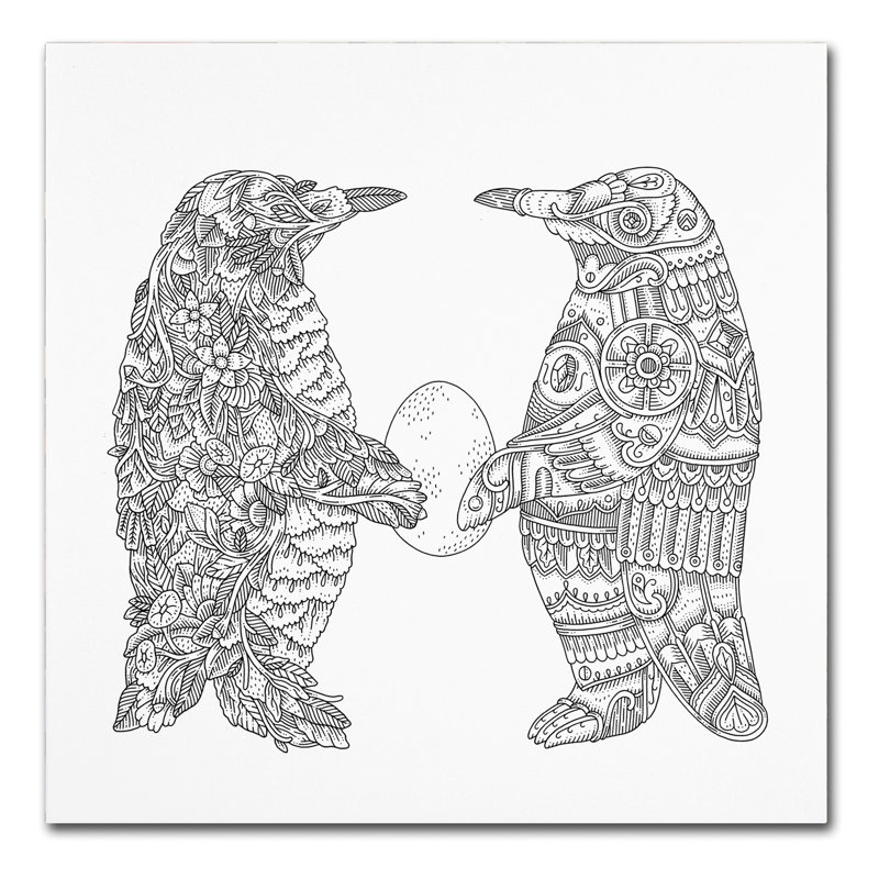 «Penguin Lovers» Chouquer, impression sur toile tendue, H 35 po x l 35 po x P 2 po