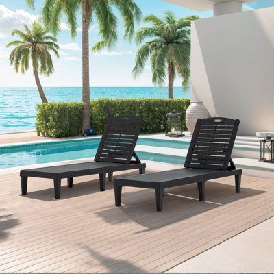 Chaise longue d'extérieur inclinable (ensemble de 2)