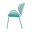 Chaise d'extérieur - Coque en fer turquoise, 62,2 cm L x 66,4 cm P x 85,2 cm H, pour terrasse, 2 chaises, design tout en courbes.