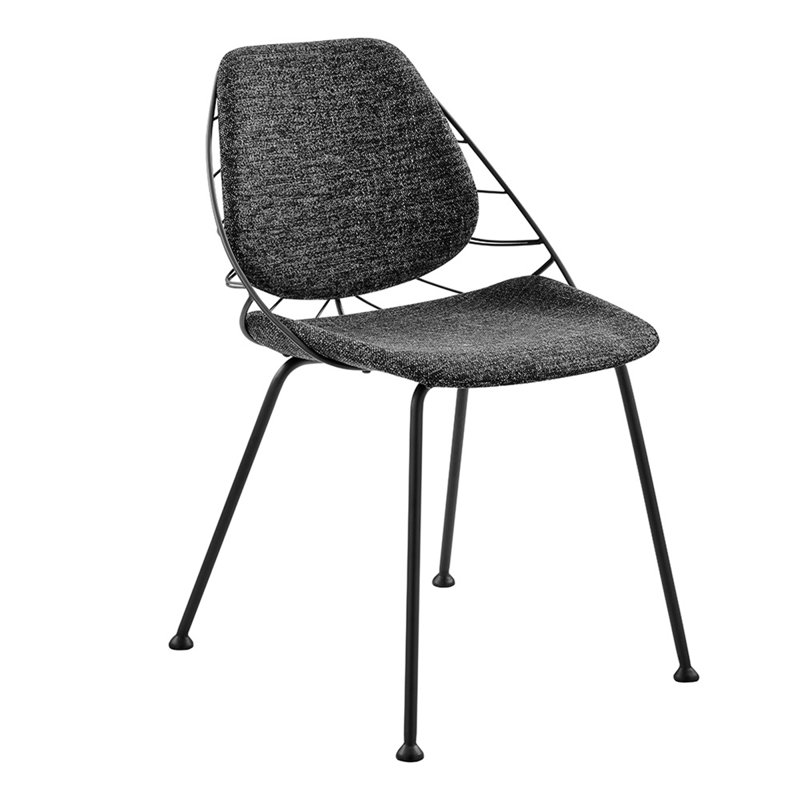 Chaise d’appoint en acier Bevers, Similicuir noir
