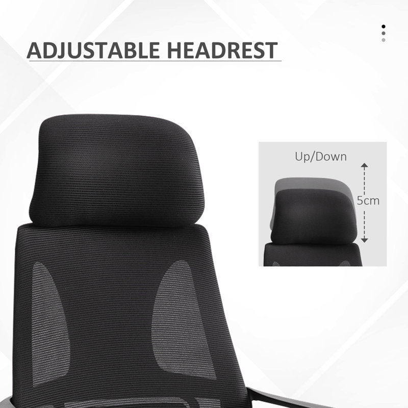 Mesh Desk Chair with Headrest, Black, Black