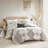 4 Piece Printed Comforter Set With Throw Pillow