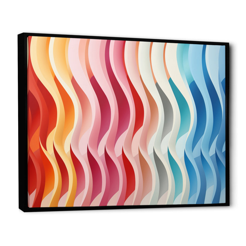 " Opt Straight Line Delirum III ", Black Floater Framed, 12" H x 20" W x 1" D