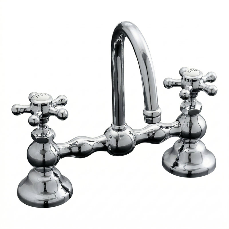 Robinet de salle de bain à 2 poignées avec drain, Chrome