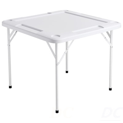 Table de jeu Mahjong 4 joueurs pliables, 4 porte-gobelets, blanc, table