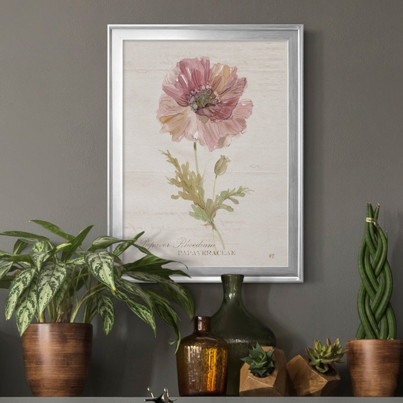 Soft Poppy - peinture sur toile encadrée, Argent, H 18,5 po x l 24,5 po x P 1,5 po