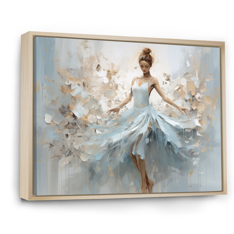 «Blue Gold Minimalisme Ballerina», impression sur toile encadrée de ballet, H 16 po x l 32 po x P 1 po