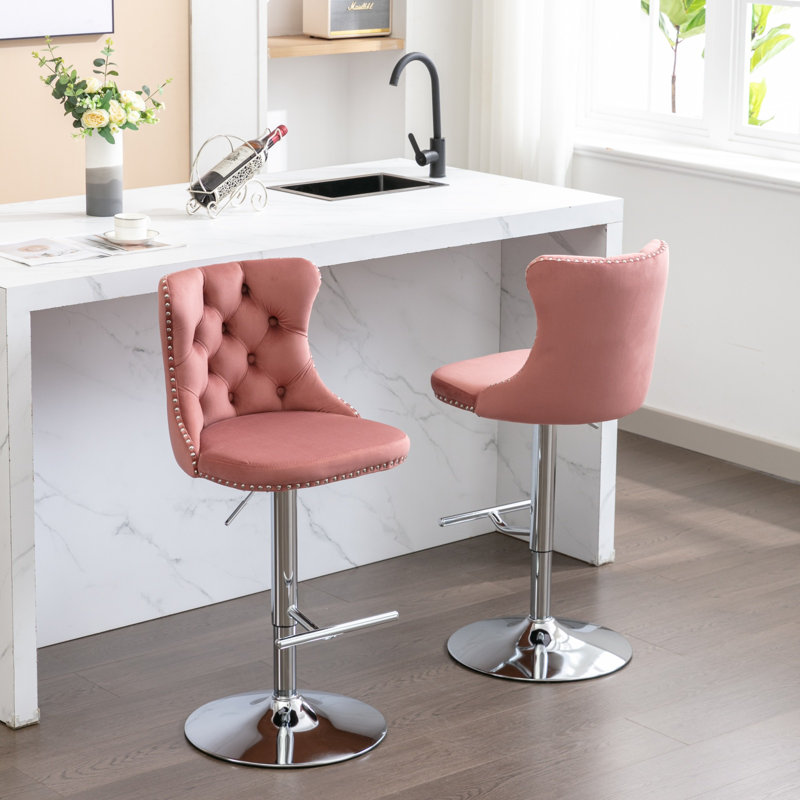 Tabouret pivotant à hauteur réglable Julias, Argenté/doré