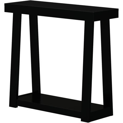 Solid Wood Console Table With Storage, 36 Inch, Sofa Table With Shelf, Narrow Entryway Table For Hallway, Behind The Couch, Living Room, Foyer, Easy Assembly, Black