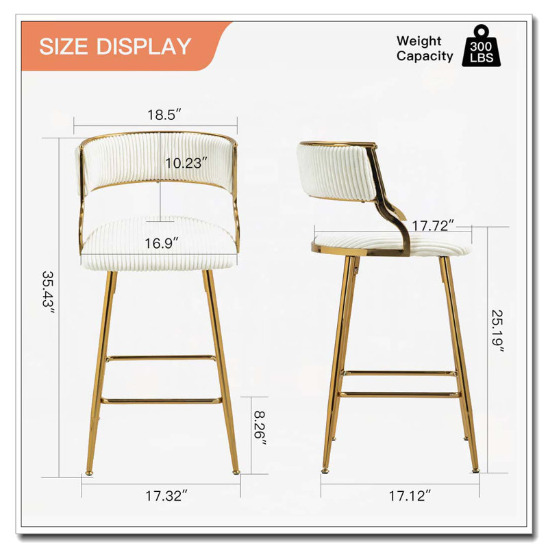 Tabourets de bar en velours côtelé, Beige