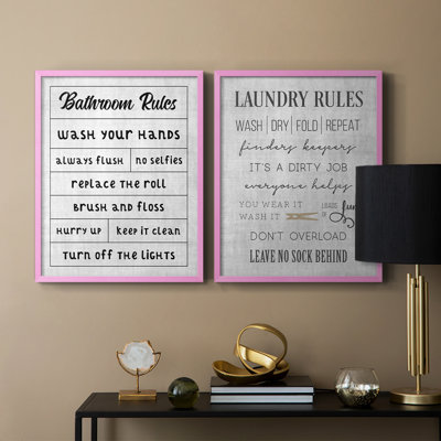 Simple Bathroom Rules-Premium Framed Print -Ready to Hang - No Nails Required - No Nails Required