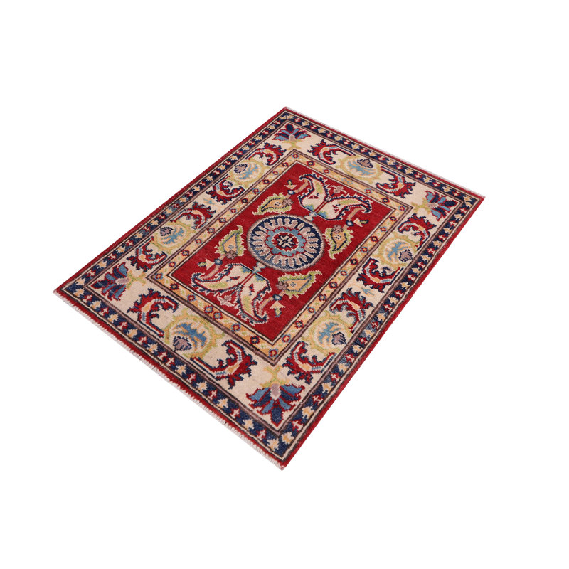 Southwestern Kazak Rustic Timothy Red/Beige Wool Rug - 2'0'' X 3'0''