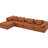 142" L Shaped Sectional , Chenille, Orange, 5 Piece Couch, -combined For Customizable Seating Couch In Piece, Chenille Upholstery, No Leg Design, Spacious-1218748913