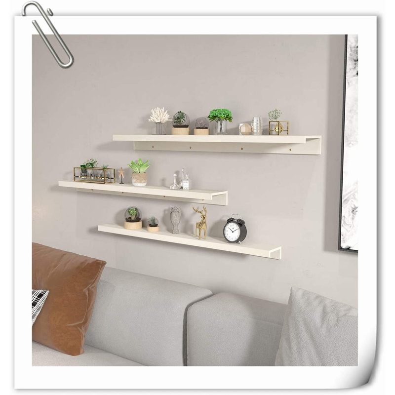 Chakera 3 Piece Wood Floating Shelf, Beige