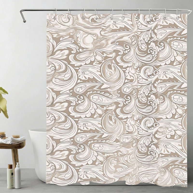 Rideau de douche beige à motif cachemire classique 183 x 183 cm (72 x 72 po) pour salle de bain d'invités - Rafraîchissement