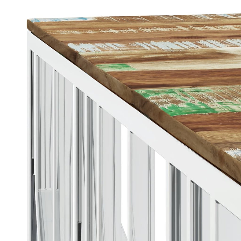 Angeliqua Frame Coffee Table, 40cm H x 80cm W x 80cm D, Honey, Frame Silver