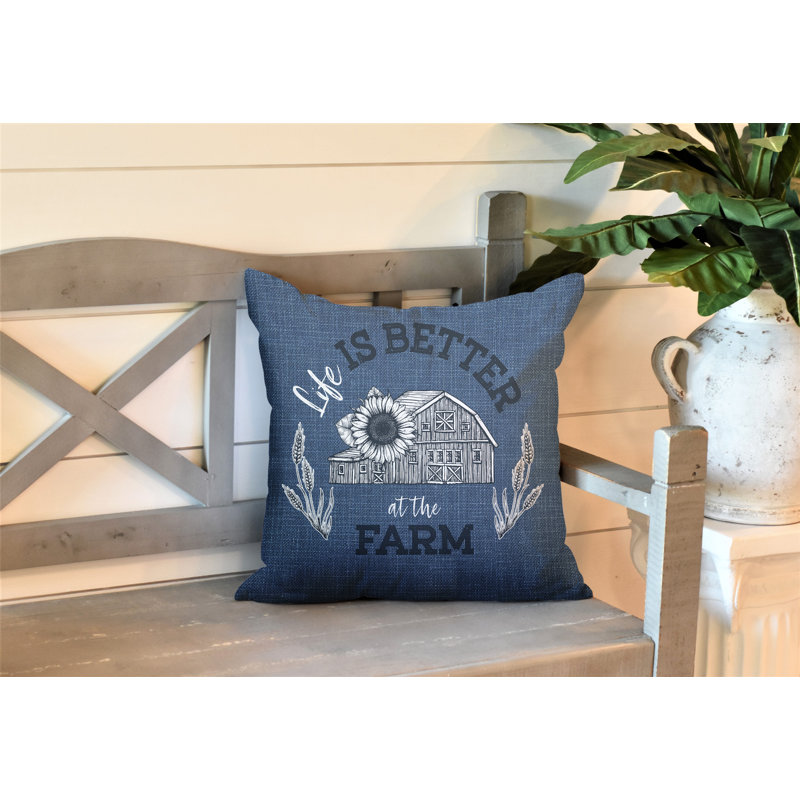 Coussin intérieur / extérieur Hickory Country Farm, L 15 po x H 15 po, Bleu