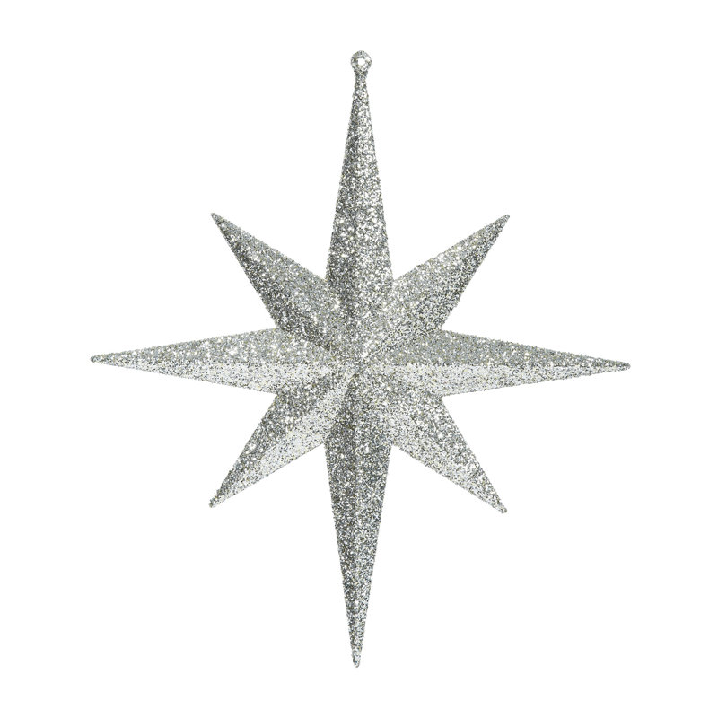 Ornement étoile de Bethléem scintillant, H 12 po x l 12 po x P 2 po, Argent
