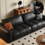 Canapé modulaire noir en cuir véritable-129680240