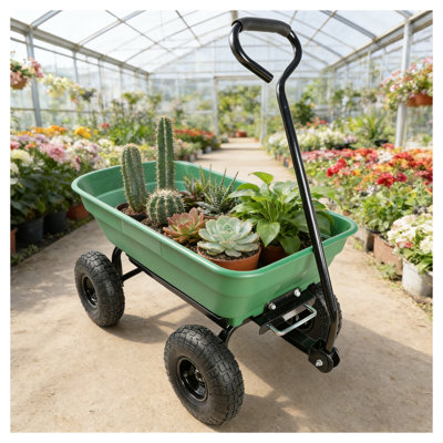 Chariot de jardin pliant robuste avec pneus - Chariot utilitaire à structure en acier d'une capacité de 300 lb