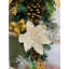 Poinsettia en forme de larme avec cônes naturels ivoire métallique or 30 po