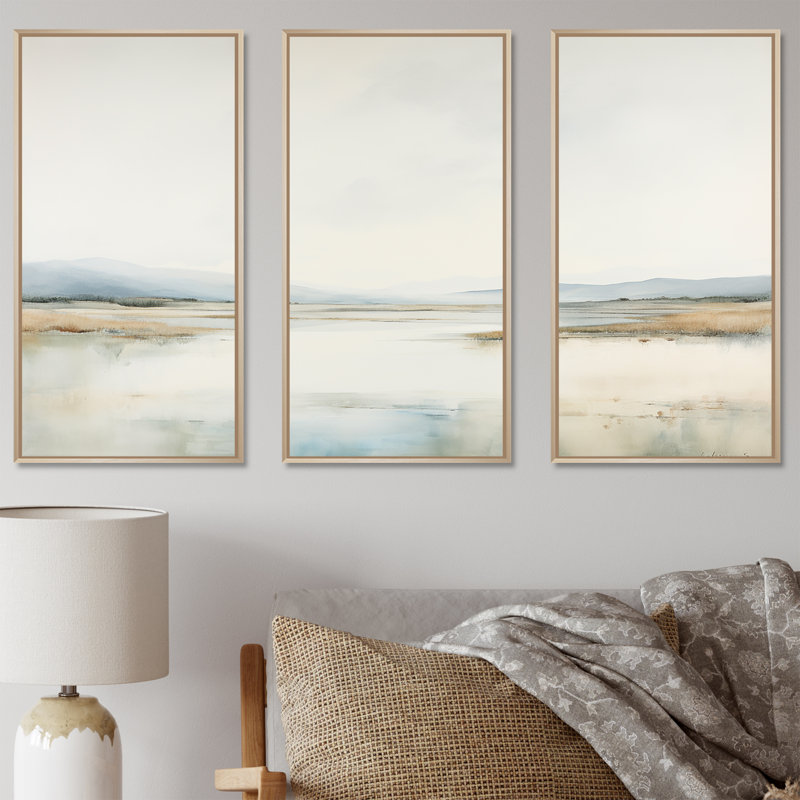 Tranquil Meadow Moments II - ensemble d'art mural prairie, H 40 po x l 60 po x P 1 po, Cadre naturel flottant