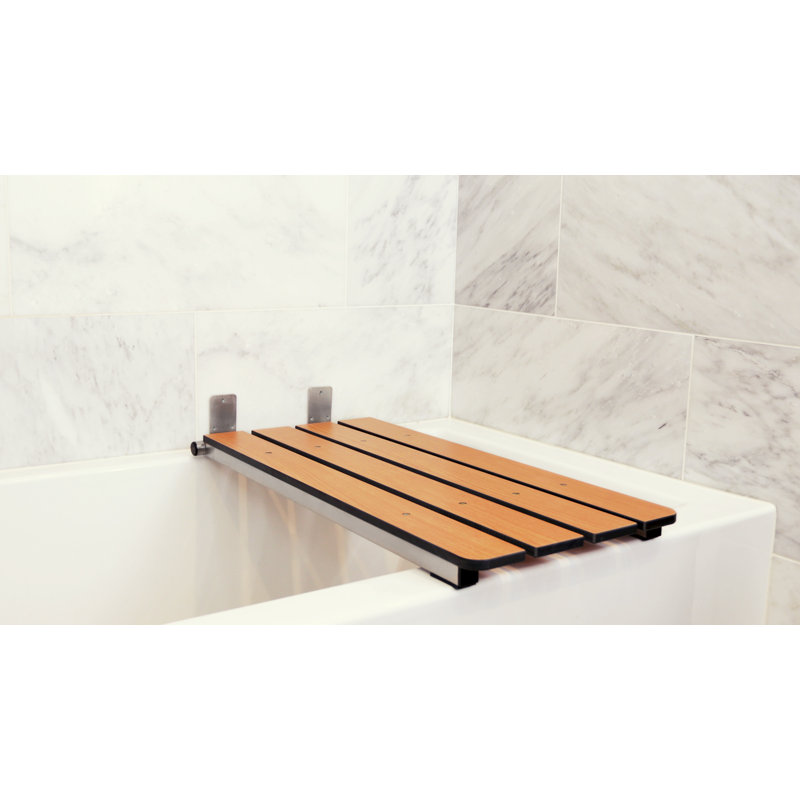 Siège de baignoire pliable 32 po x 13,5 po en teck avec lattes de 3 po